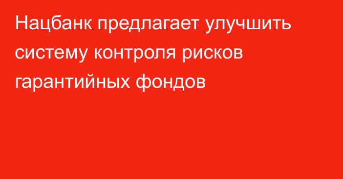 Нацбанк предлагает улучшить систему контроля рисков гарантийных фондов