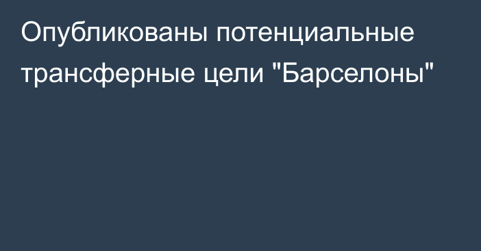 Опубликованы потенциальные трансферные цели 