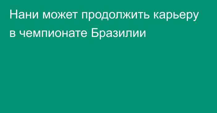 Нани может продолжить карьеру в чемпионате Бразилии