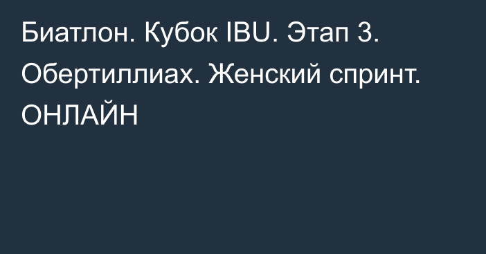 Биатлон. Кубок IBU. Этап 3. Обертиллиах. Женский спринт. ОНЛАЙН