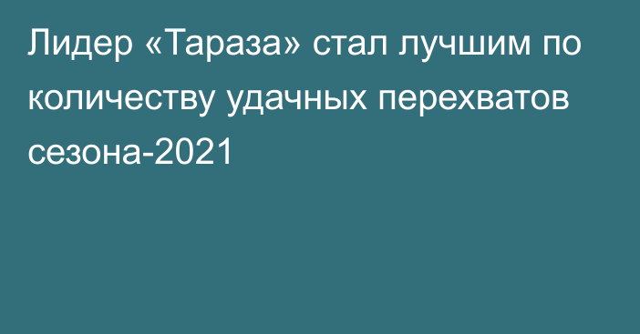 Лидер «Тараза» стал лучшим по количеству удачных перехватов сезона-2021