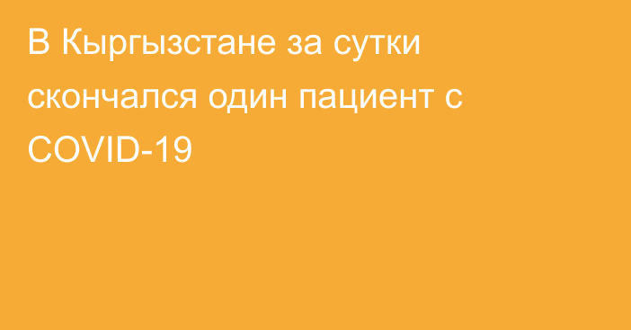 В Кыргызстане за сутки скончался один пациент с COVID-19