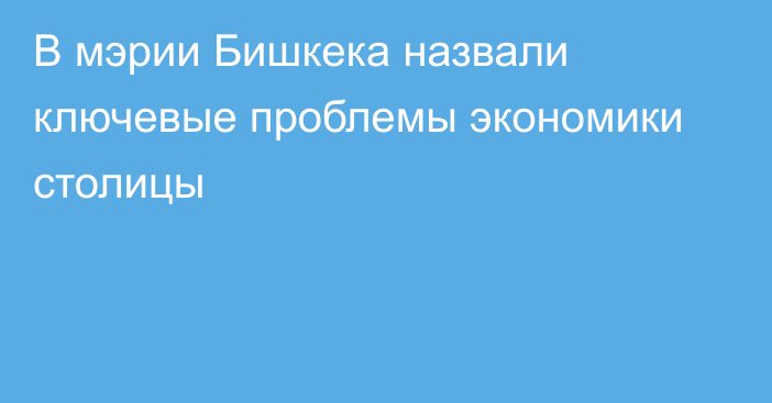 В мэрии Бишкека назвали ключевые проблемы экономики столицы