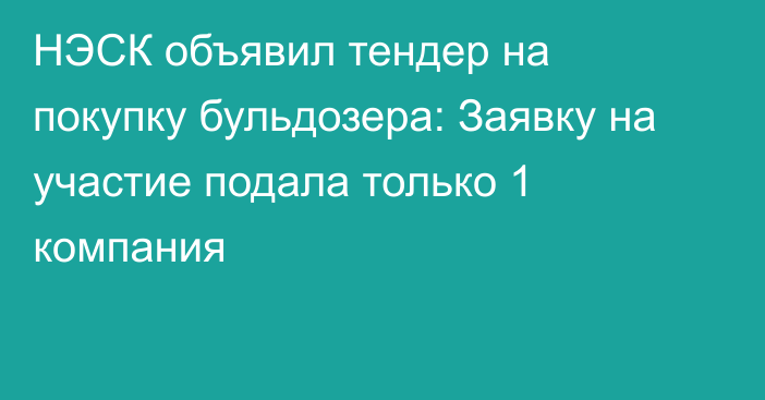 НЭСК объявил тендер на покупку бульдозера: Заявку на участие подала только 1 компания