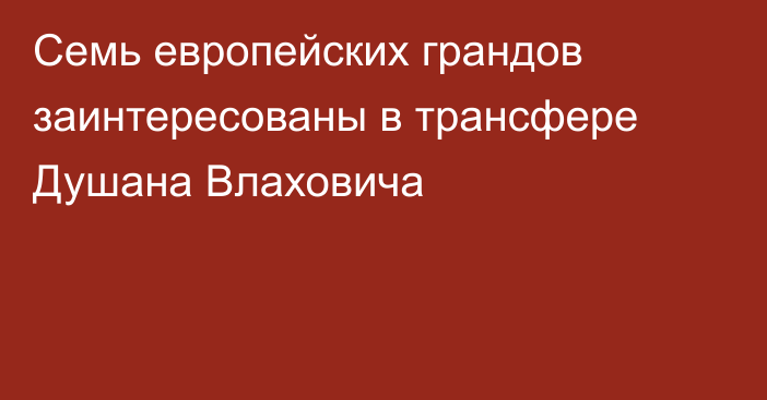 Семь европейских грандов заинтересованы в трансфере Душана Влаховича