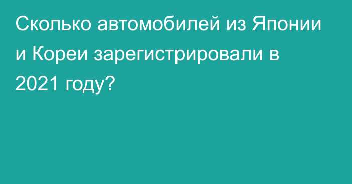 Сколько автомобилей из Японии и  Кореи зарегистрировали в 2021 году?