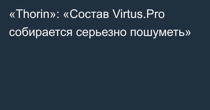 «Thorin»: «Состав Virtus.Pro собирается серьезно пошуметь»