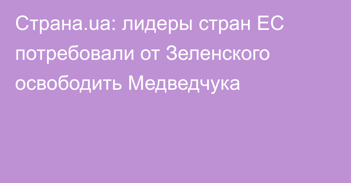Страна.ua: лидеры стран ЕС потребовали от Зеленского освободить Медведчука