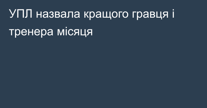 УПЛ назвала кращого гравця і тренера місяця