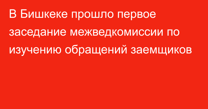 В Бишкеке прошло первое заседание межведкомиссии по изучению обращений заемщиков