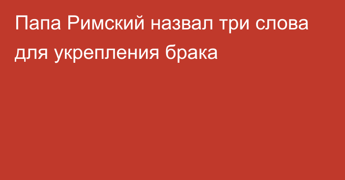 Папа Римский назвал три слова для укрепления брака