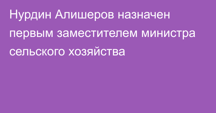 Нурдин Алишеров назначен первым заместителем министра сельского хозяйства