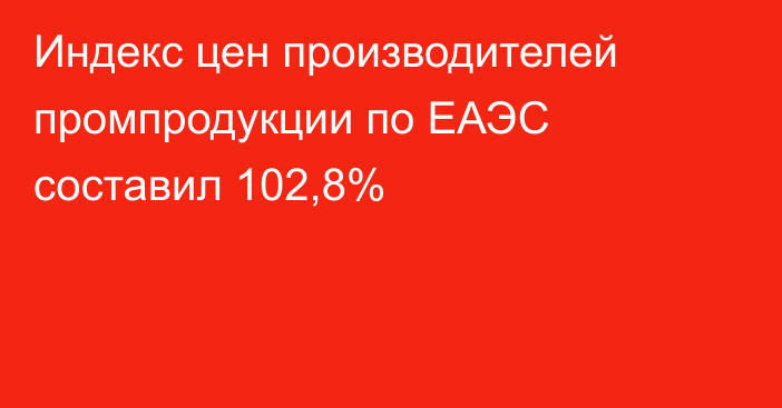 Индекс цен производителей промпродукции по ЕАЭС составил 102,8%