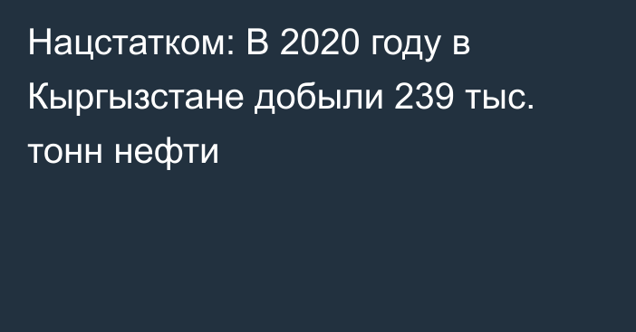 Нацстатком: В 2020 году в Кыргызстане добыли 239 тыс. тонн нефти 