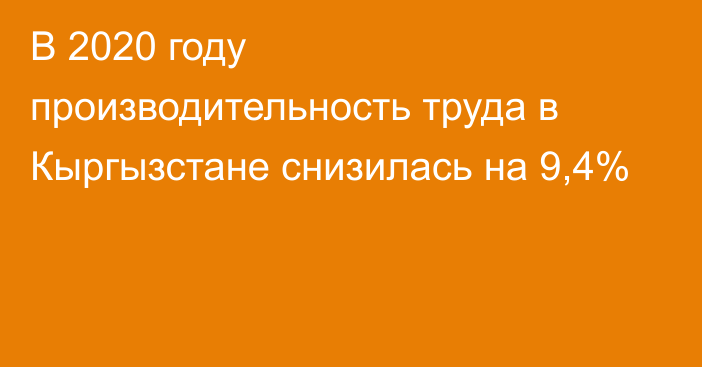 В 2020 году производительность труда в Кыргызстане снизилась на 9,4% 