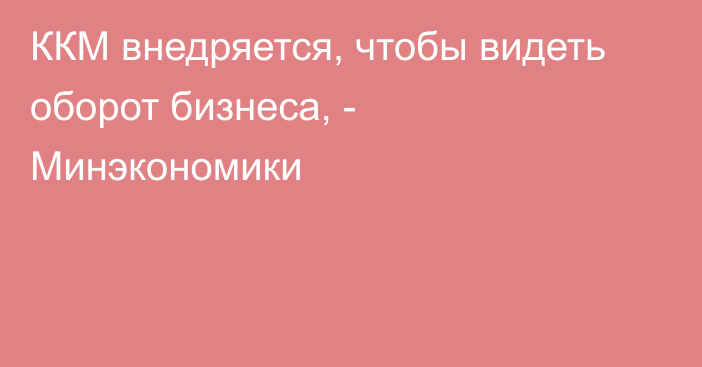 ККМ внедряется, чтобы видеть оборот бизнеса, - Минэкономики