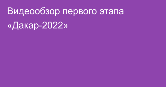 Видеообзор первого этапа «Дакар-2022»