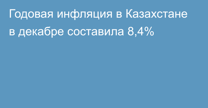 Годовая инфляция в Казахстане в декабре составила 8,4%
