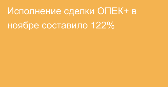Исполнение сделки ОПЕК+ в ноябре составило 122%