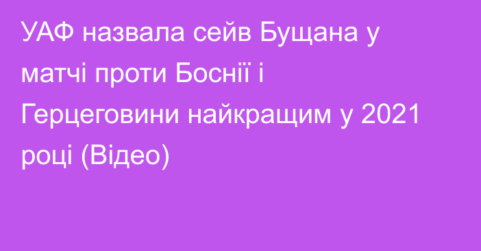 УАФ назвала сейв Бущана у матчі проти Боснії і Герцеговини найкращим у 2021 році (Відео)