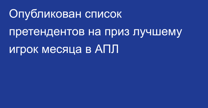 Опубликован список претендентов на приз лучшему игрок месяца в АПЛ