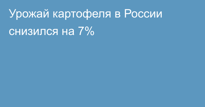 Урожай картофеля в России снизился на 7%