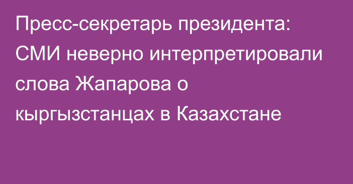 Пресс-секретарь президента: СМИ неверно интерпретировали слова Жапарова о кыргызстанцах в Казахстане