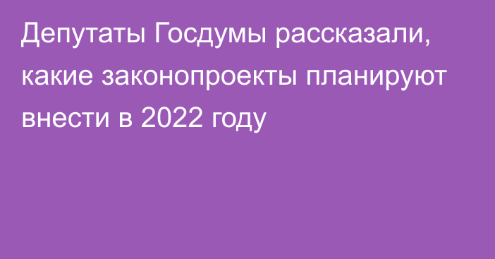 Депутаты Госдумы рассказали, какие законопроекты планируют внести в 2022 году
