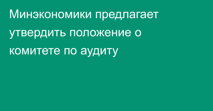 Минэкономики предлагает утвердить положение о комитете по аудиту