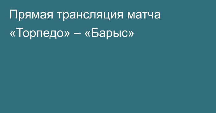 Прямая трансляция матча «Торпедо» – «Барыс»