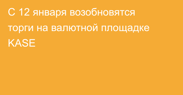 С 12 января возобновятся торги на валютной площадке KASE