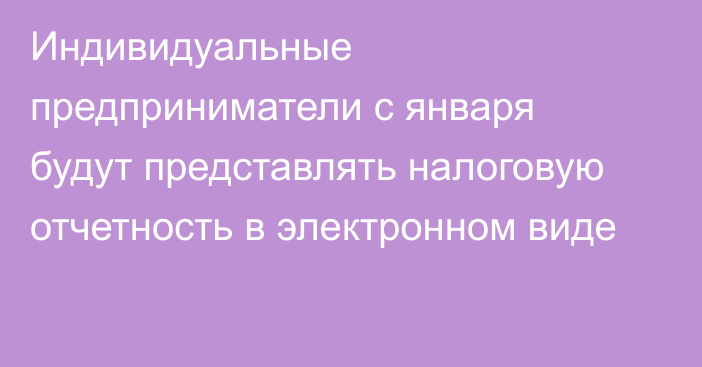 Индивидуальные предприниматели с января будут представлять налоговую отчетность в электронном виде