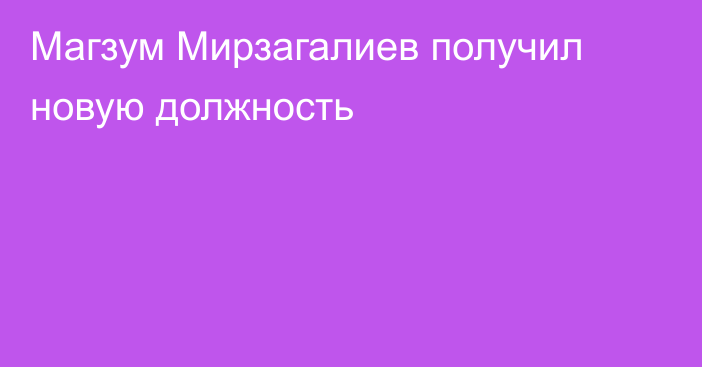 Магзум Мирзагалиев получил новую должность