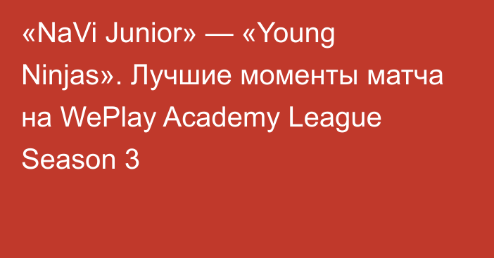 «NaVi Junior» — «Young Ninjas». Лучшие моменты матча на WePlay Academy League Season 3
