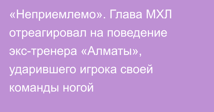 «Неприемлемо». Глава МХЛ отреагировал на поведение экс-тренера «Алматы», ударившего игрока своей команды ногой