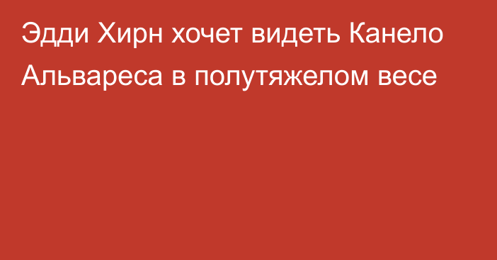 Эдди Хирн хочет видеть Канело Альвареса в полутяжелом весе