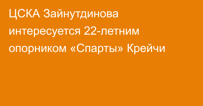 ЦСКА Зайнутдинова интересуется 22-летним опорником «Спарты» Крейчи