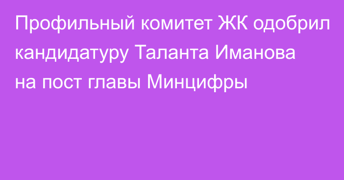 Профильный комитет ЖК одобрил кандидатуру Таланта Иманова на пост главы Минцифры