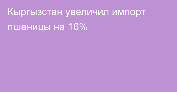 Кыргызстан увеличил импорт пшеницы на 16%