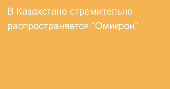 В Казахстане стремительно распространяется “Омикрон”