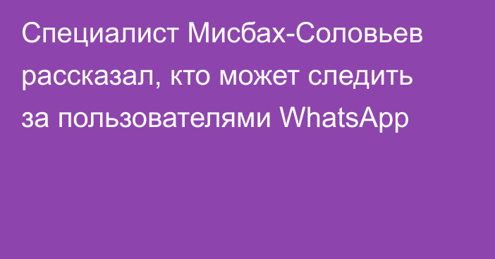 Специалист Мисбах-Соловьев рассказал, кто может следить за пользователями WhatsApp