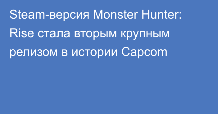 Steam-версия Monster Hunter: Rise стала вторым крупным релизом в истории Capcom