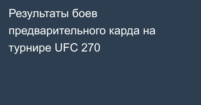 Результаты боев предварительного карда на турнире UFC 270