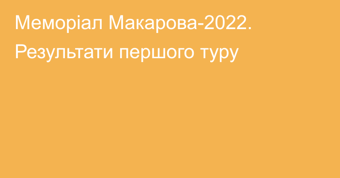 Меморіал Макарова-2022. Результати першого туру