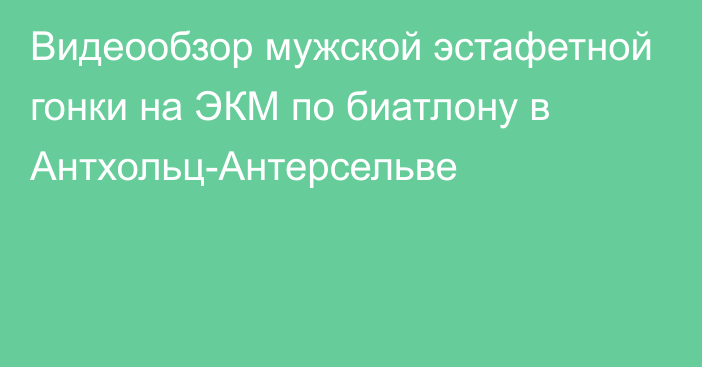 Видеообзор мужской эстафетной гонки на ЭКМ по биатлону в Антхольц-Антерсельве