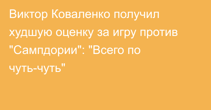 Виктор Коваленко получил худшую оценку за игру против 