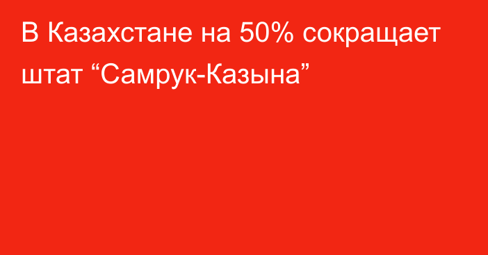 В Казахстане на 50% сокращает штат “Самрук-Казына”
