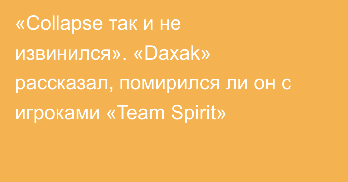 «Collapse так и не извинился». «Daxak» рассказал, помирился ли он с игроками «Team Spirit»