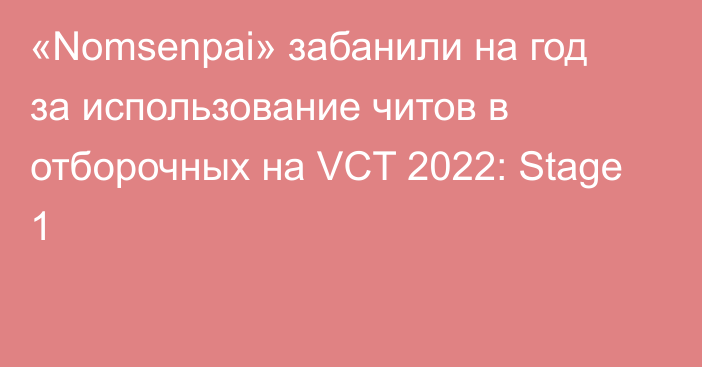 «Nomsenpai» забанили на год за использование читов в отборочных на VCT 2022: Stage 1