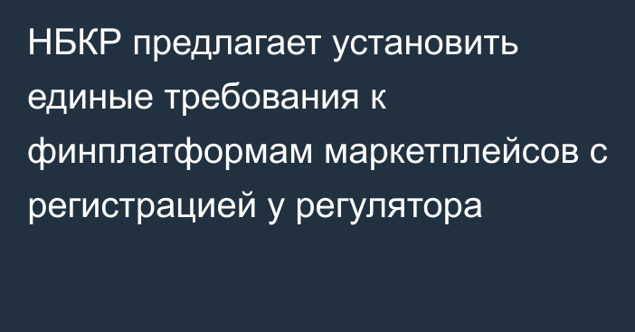 НБКР предлагает установить единые требования к финплатформам маркетплейсов с регистрацией у регулятора